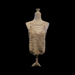 Express Lace Crisscross Beige Camisole